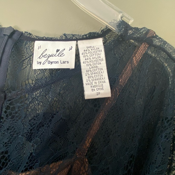 ANTHROPOLOGIE x BYRON LARS •RARE• Beguile Navy Blue Carissima Lace Dress Size 2P - Picture 12 of 14
